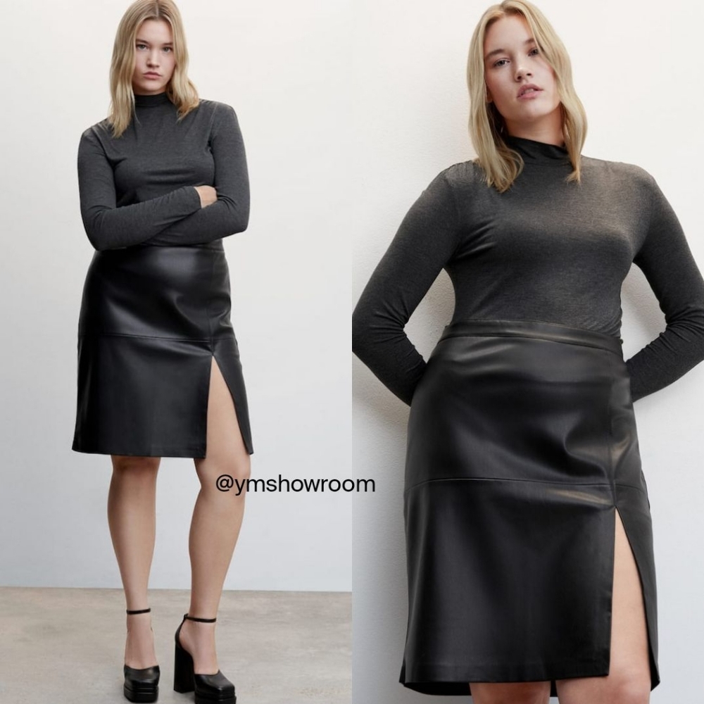 MANGO Faux leather skirt